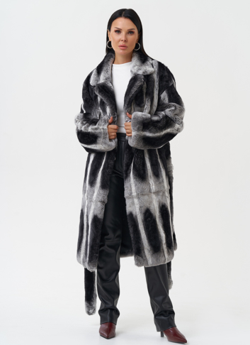 Шуба из меха кролика с английским воротником