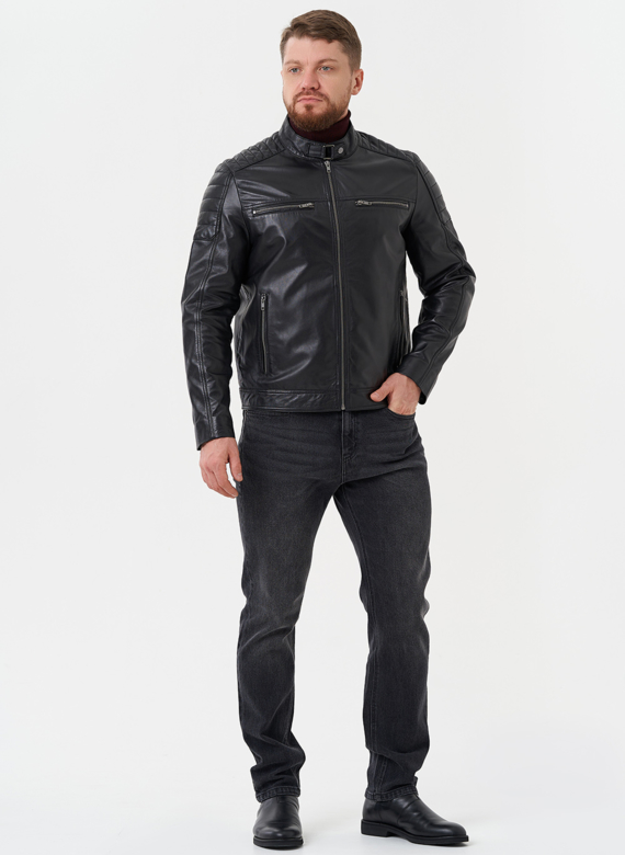 "Мото" куртка из натуральной кожи