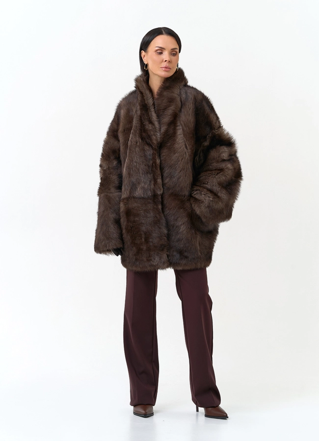Женская двухсторонняя дубленка модель № 34198 универмаг малина фото