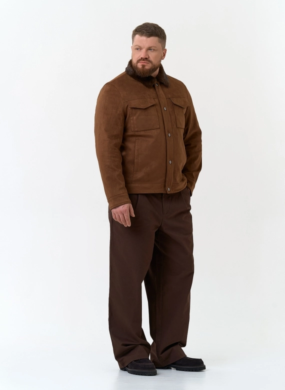 Мужская утепленная куртка из эко замши фото
