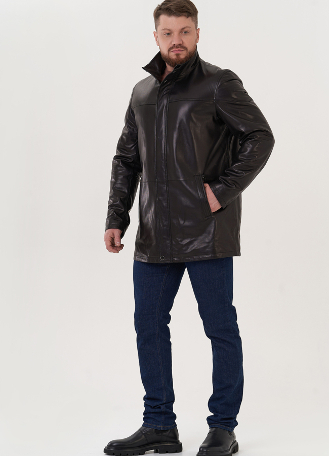 фото Удлиненная куртка из натуральной кожи модель № 26920