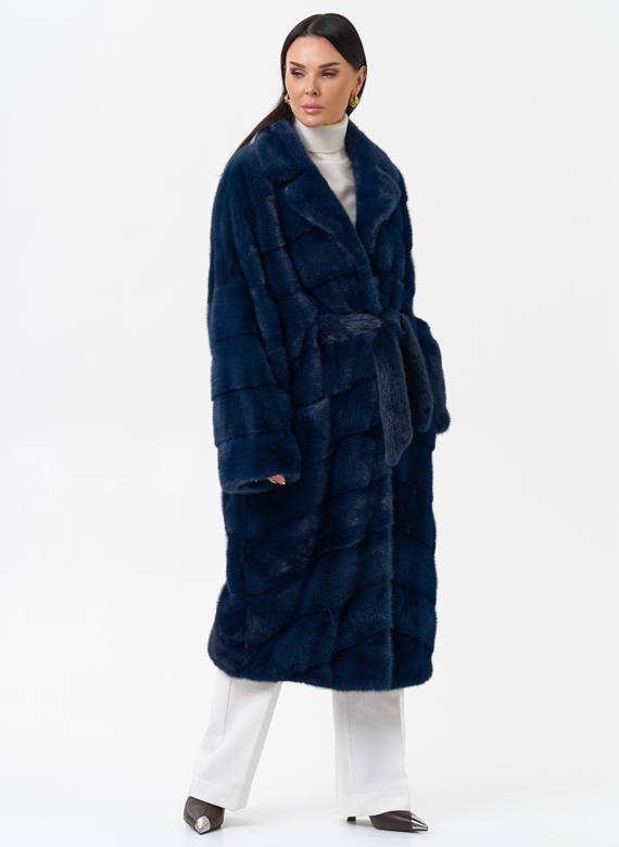 Длинная шуба с английским воротником