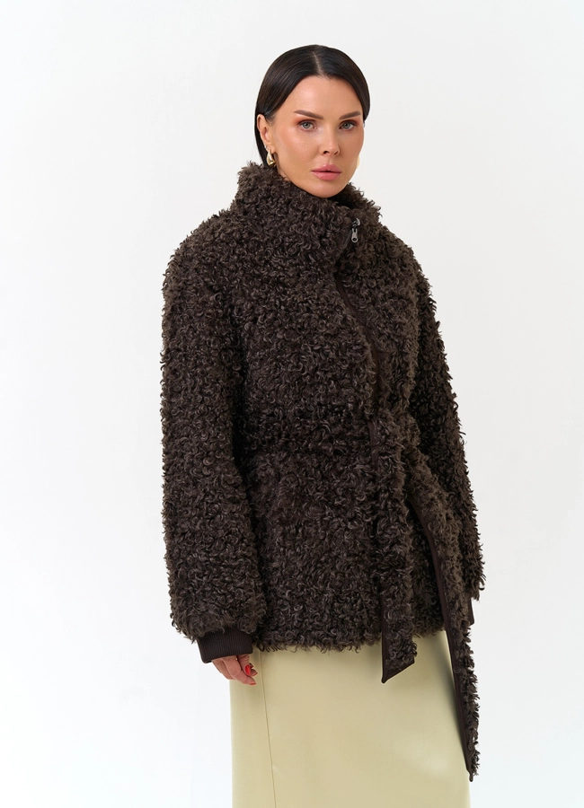 Женская дубленка из эко замши модель № 33930 универмаг малина фото