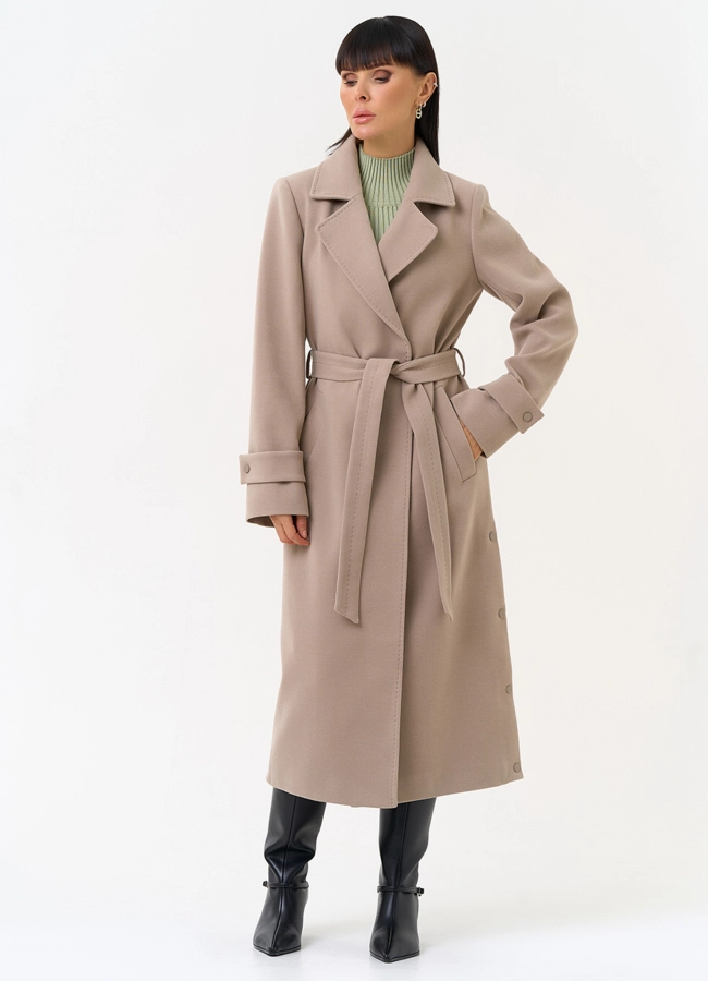 Женское пальто с английским воротником модель № 31558 меха малина