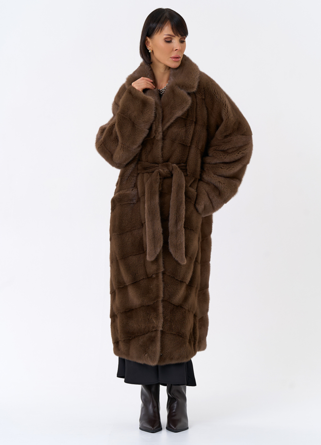 Длинная шуба с английским воротником модель № 31862 универмаг малина