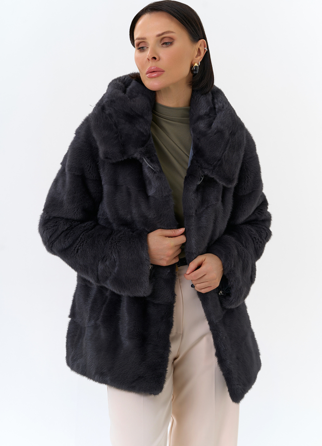 Куртка из меха норки с капюшоном модель № 25398 универмаг малина