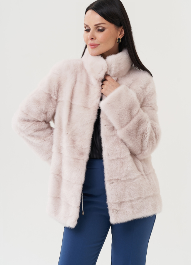 Шуба из меха норки бежевого цвета модель № 25393 универмаг малина