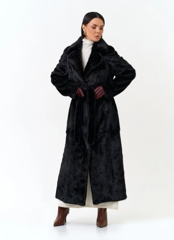 Удлиненная шуба из меха норки фото