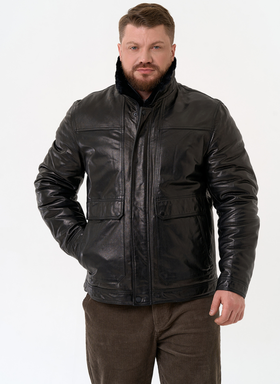 Куртка из натуральной кожи черного цвета