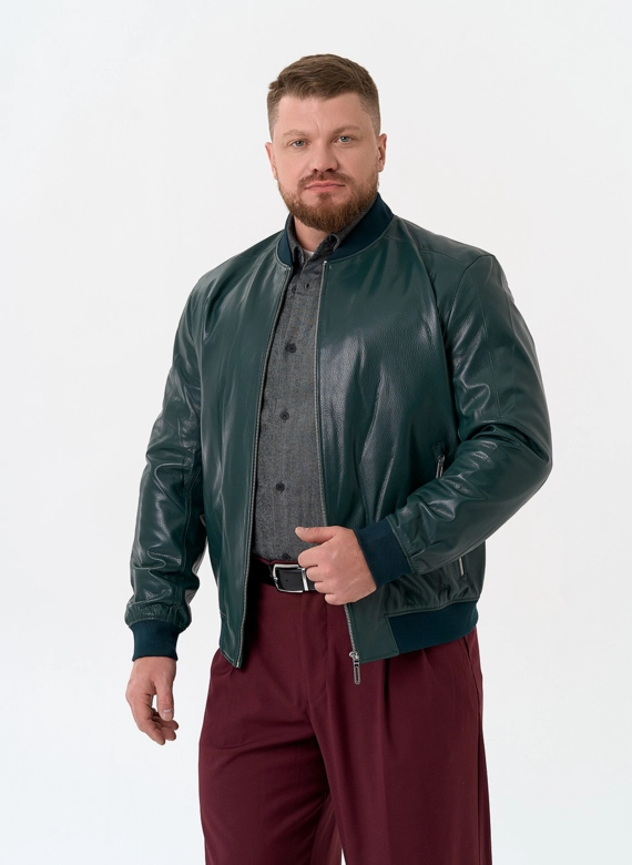 Мужская куртка бомбер из натуральной кожи фото