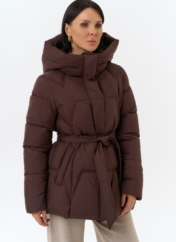 Женский пуховик с поясом