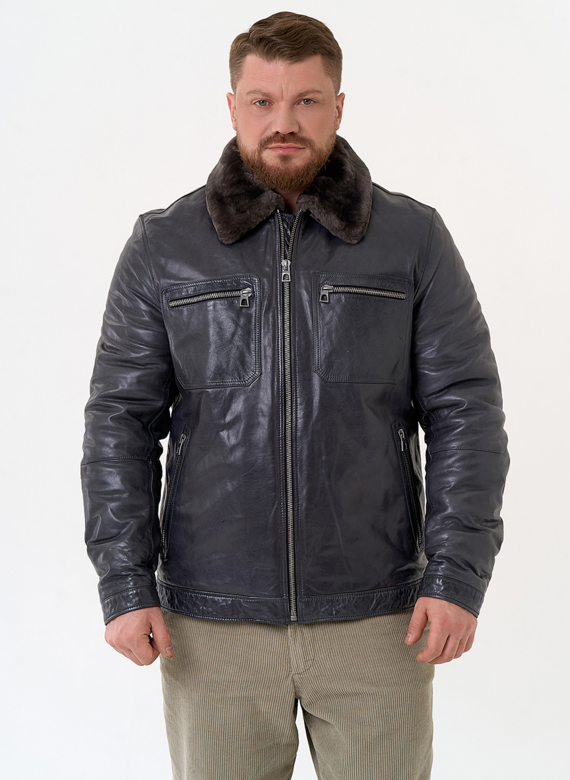 Куртка из натуральной кожи с отделкой из овчины