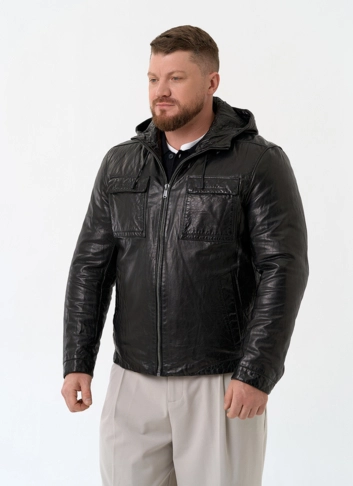 Мужская утепленная куртка из натуральной кожи