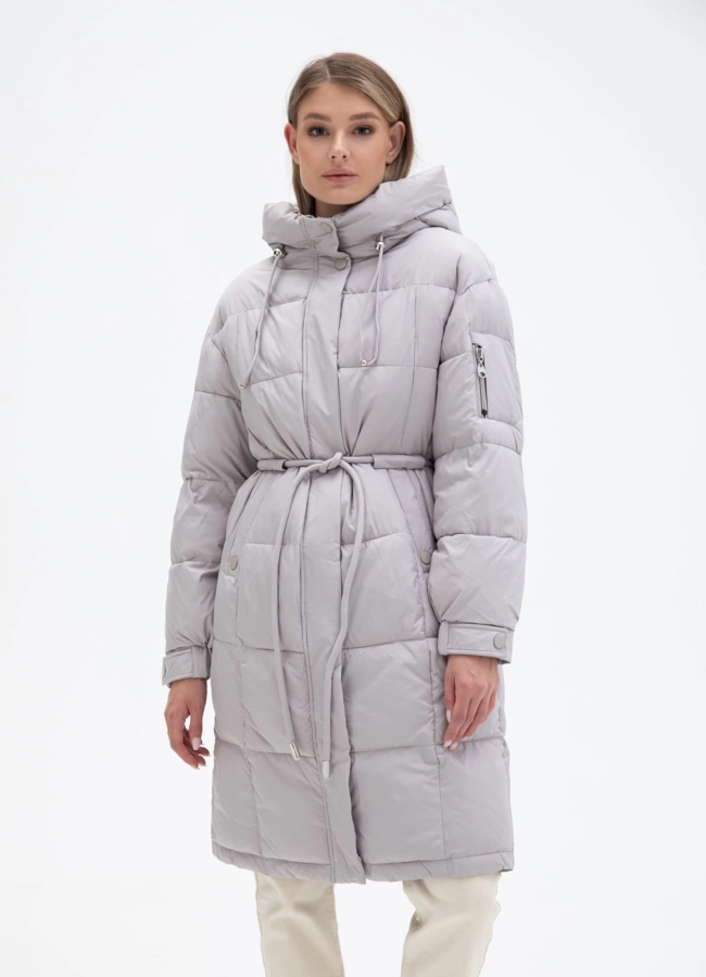 Женский пуховик с капюшоном  модель № 29109 меха малина