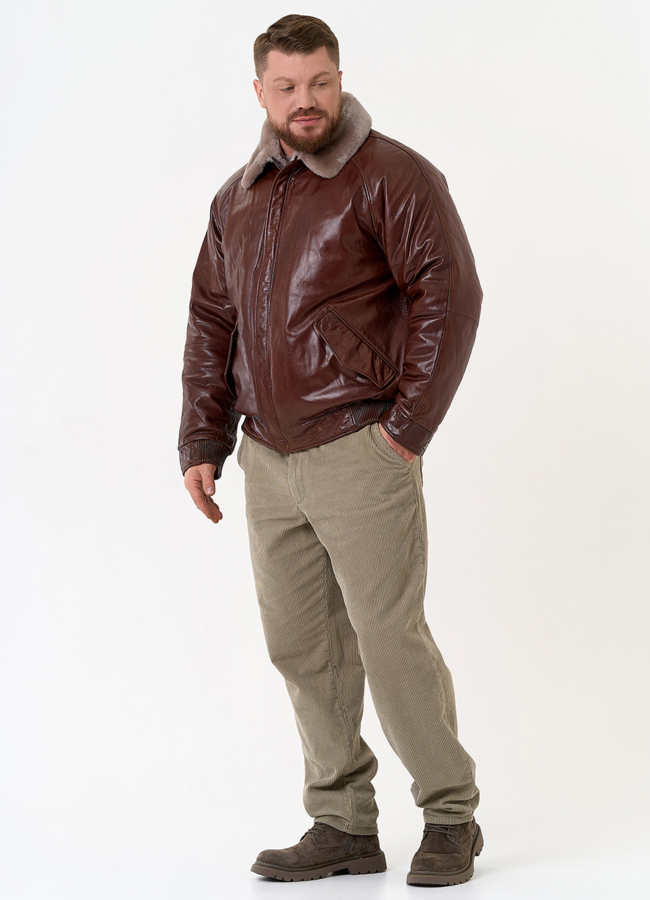 Куртка из натуральной кожи коричневого цвета модель № 31421 универмаг малина