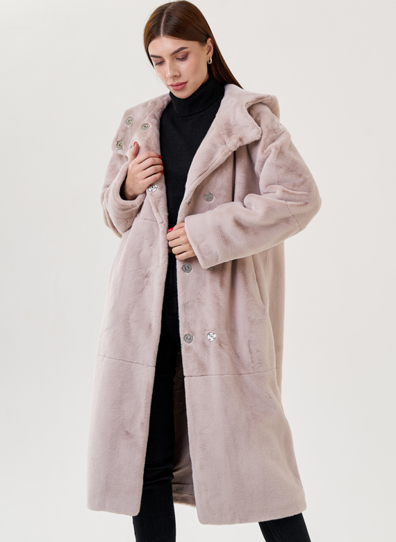 Длинное пальто из искусственного меха