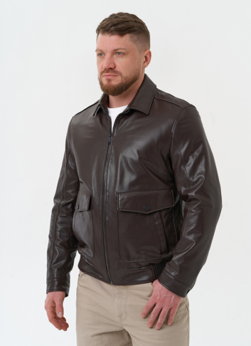 Мужская куртка из натуральной кожи коричневого цвета