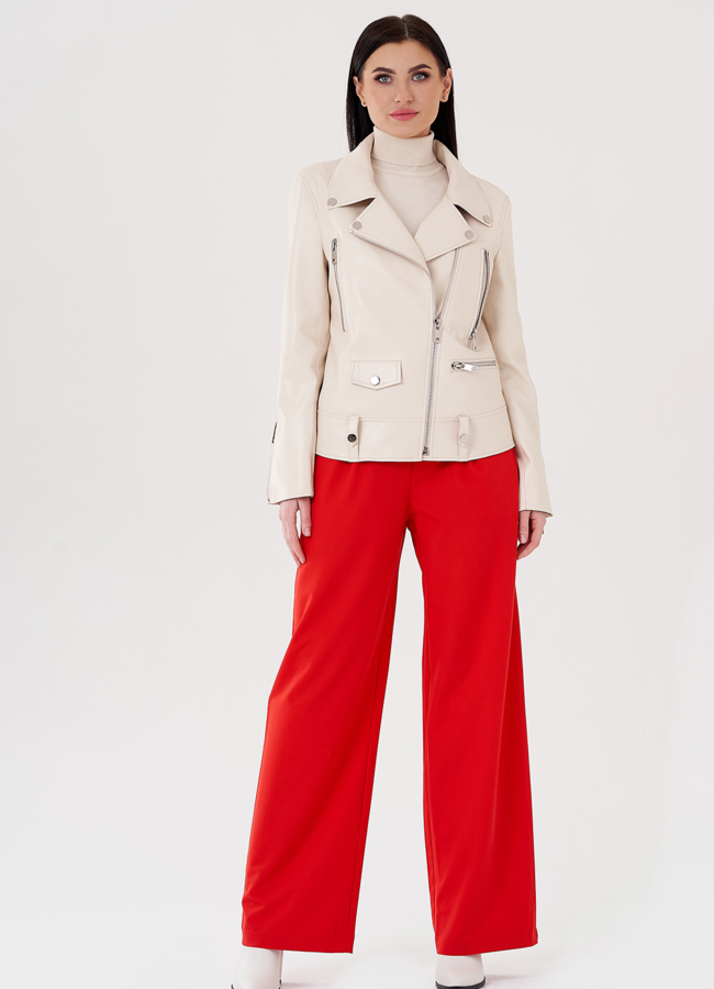 Светлая куртка косуха из эко кожи модель № 24218 универмаг малина